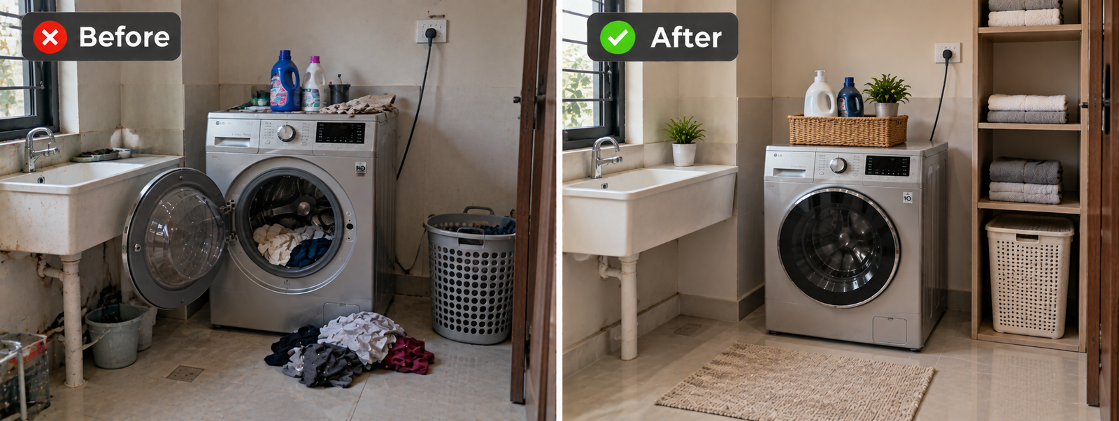 Before and After Room & Laundry Area Deep Cleaning