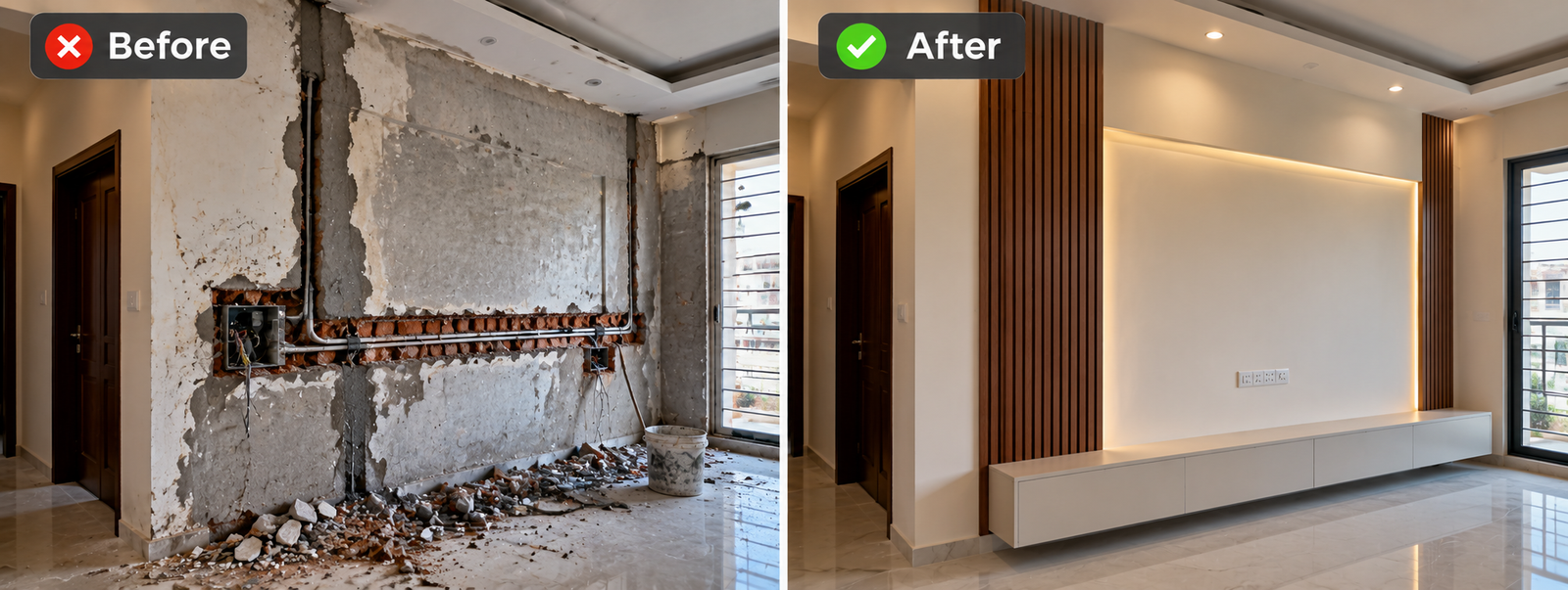 Before and After Living Room Painting Service